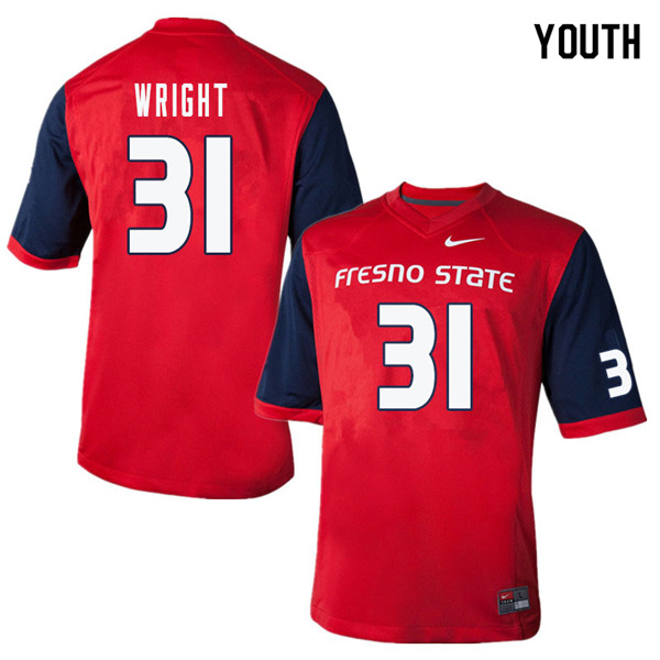Youth #31 Andrew Wright Fresno State Bulldogs College Football Jerseys Sale-Red - Click Image to Close